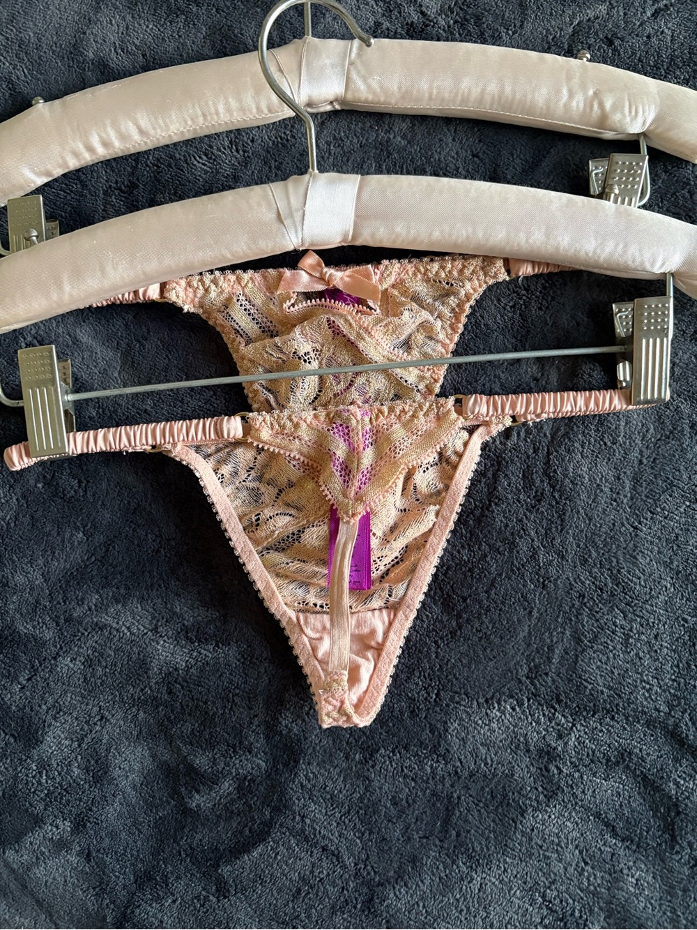 Agent Provocateur Sienna Blush and Gold Lace Thongs - 2 pair - Picture 2 of 4